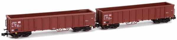 Kato HobbyTrain Lemke H23401 - German 2pc Set Open Goods Wagon Eanos X-052,Y25 of the DB AG